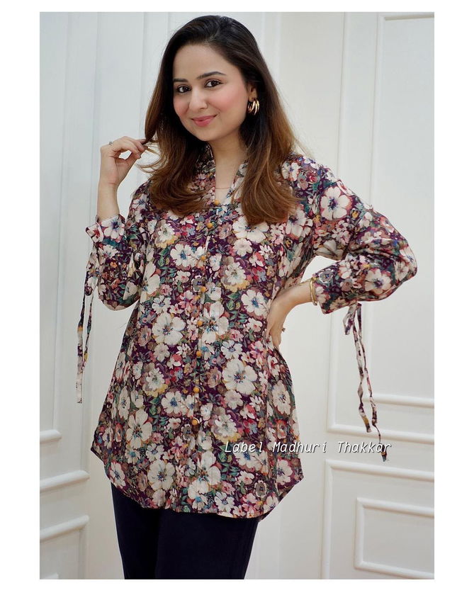 Floral Pure Muslin Designer and Party Wear Tunics